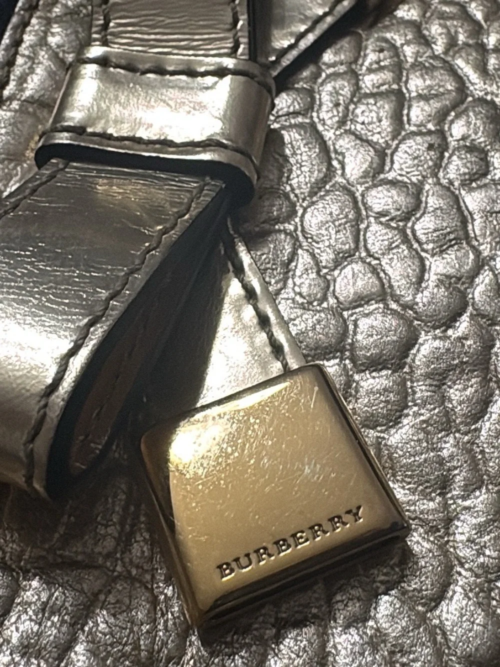 Burberry Metallic Gold Leather Bow Chain Wristlet